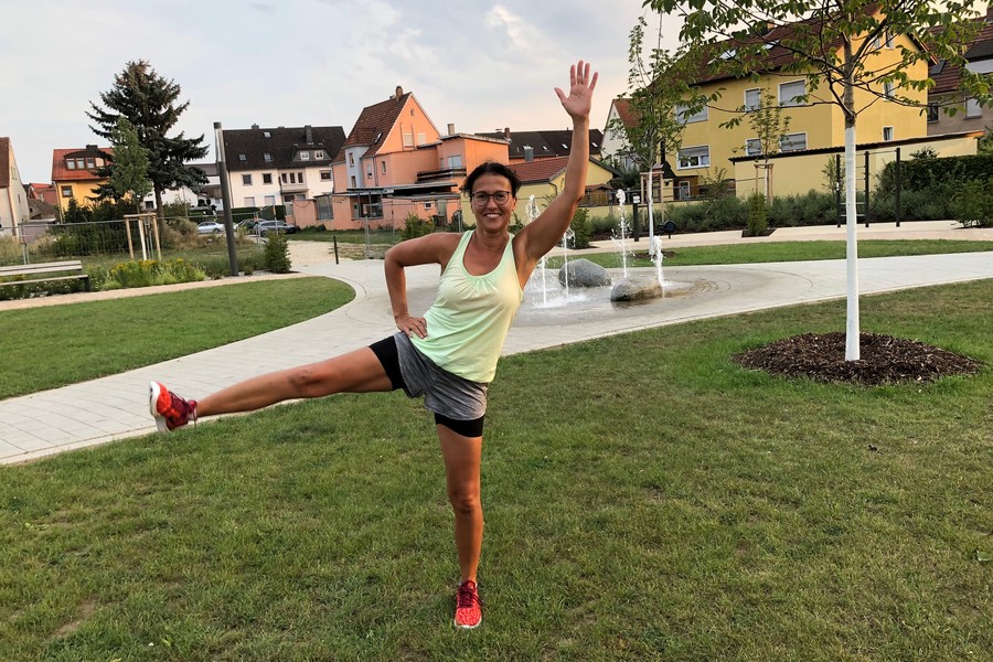 Heute findet Bauch, Beine Po und Faszien in der kleinen Schulturnhalle statt