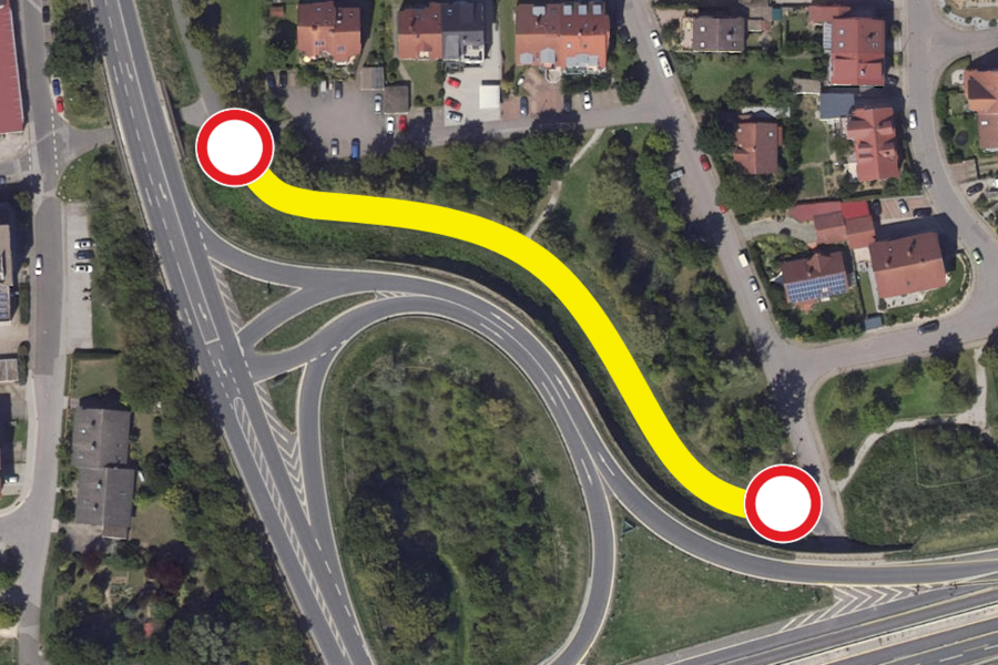 Vollsperrung des Geh- und Radwegs entlang der Autobahnausfahrt BAB A70